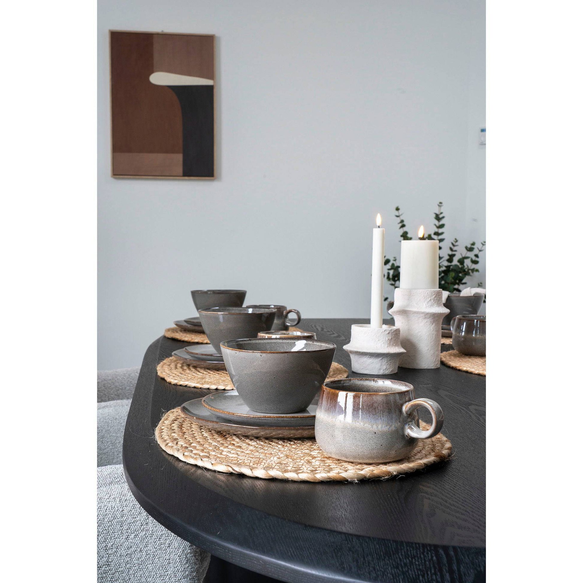 Suport pentru lumanare, ciment, alb, set de 2, in living