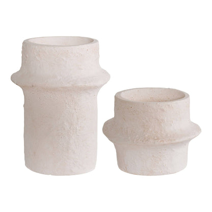 Suport pentru lumanare, ciment, alb, set de 2