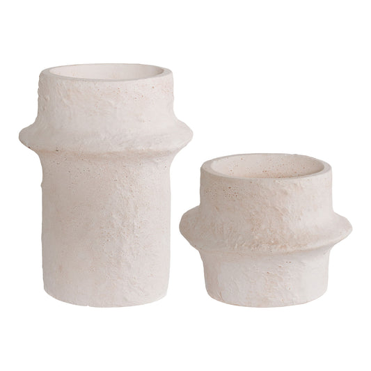 Suport pentru lumanare, ciment, alb, set de 2