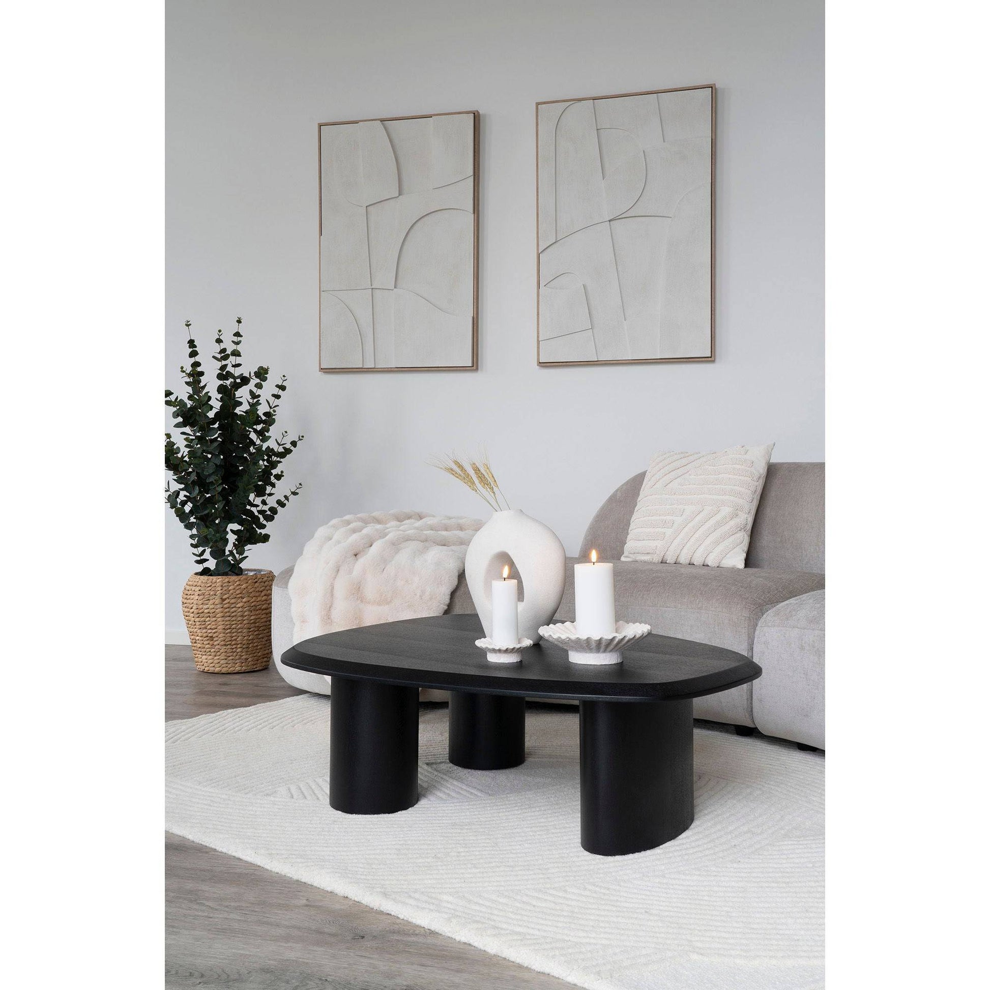 Suport lumanare din ciment, alb, set de 2, in living