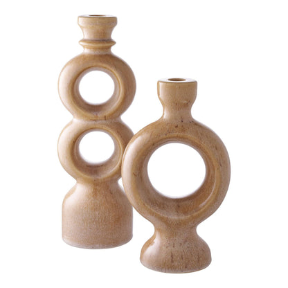 Suport pentru lumanare din ceramica, maro