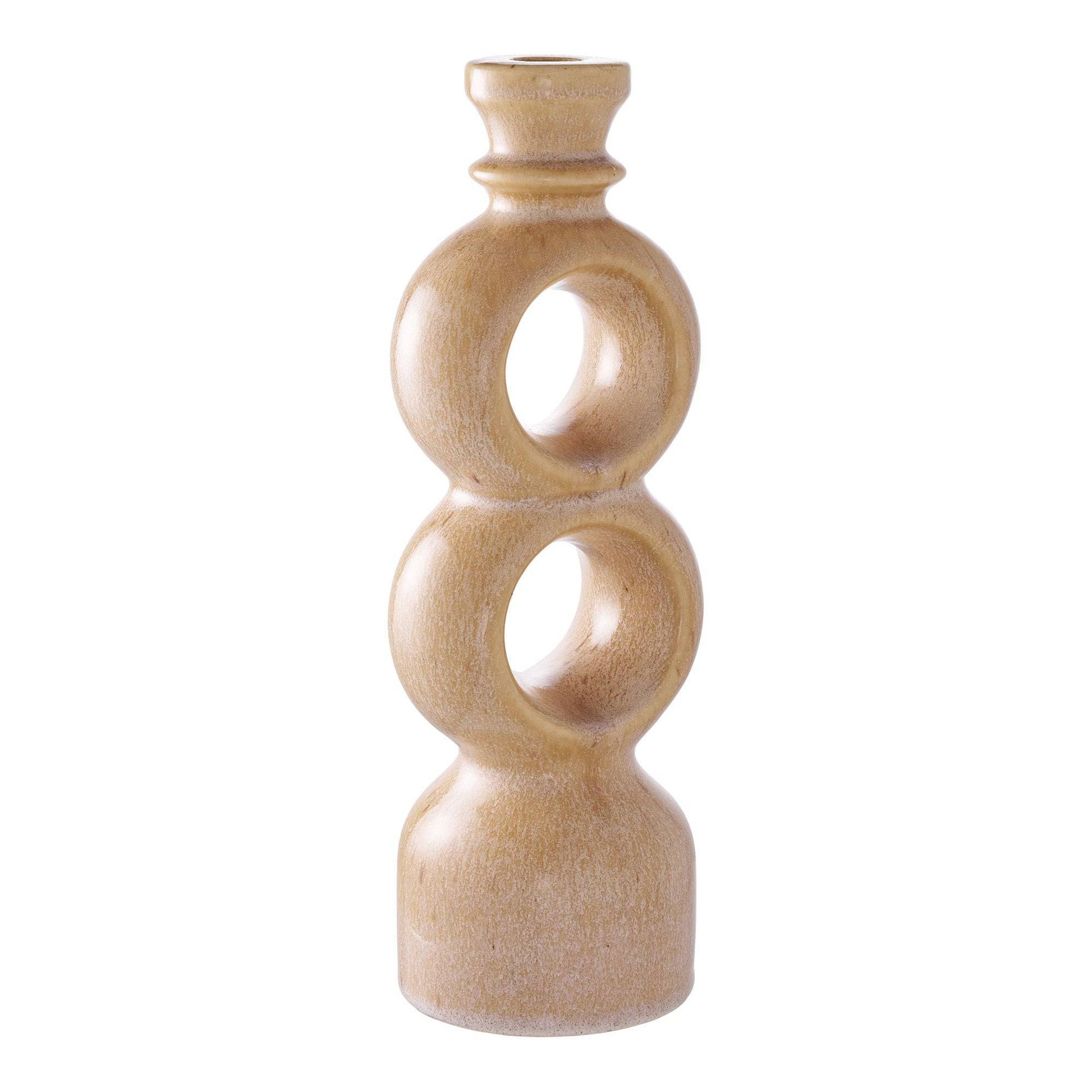 Suport pentru lumanare, ceramica, maro