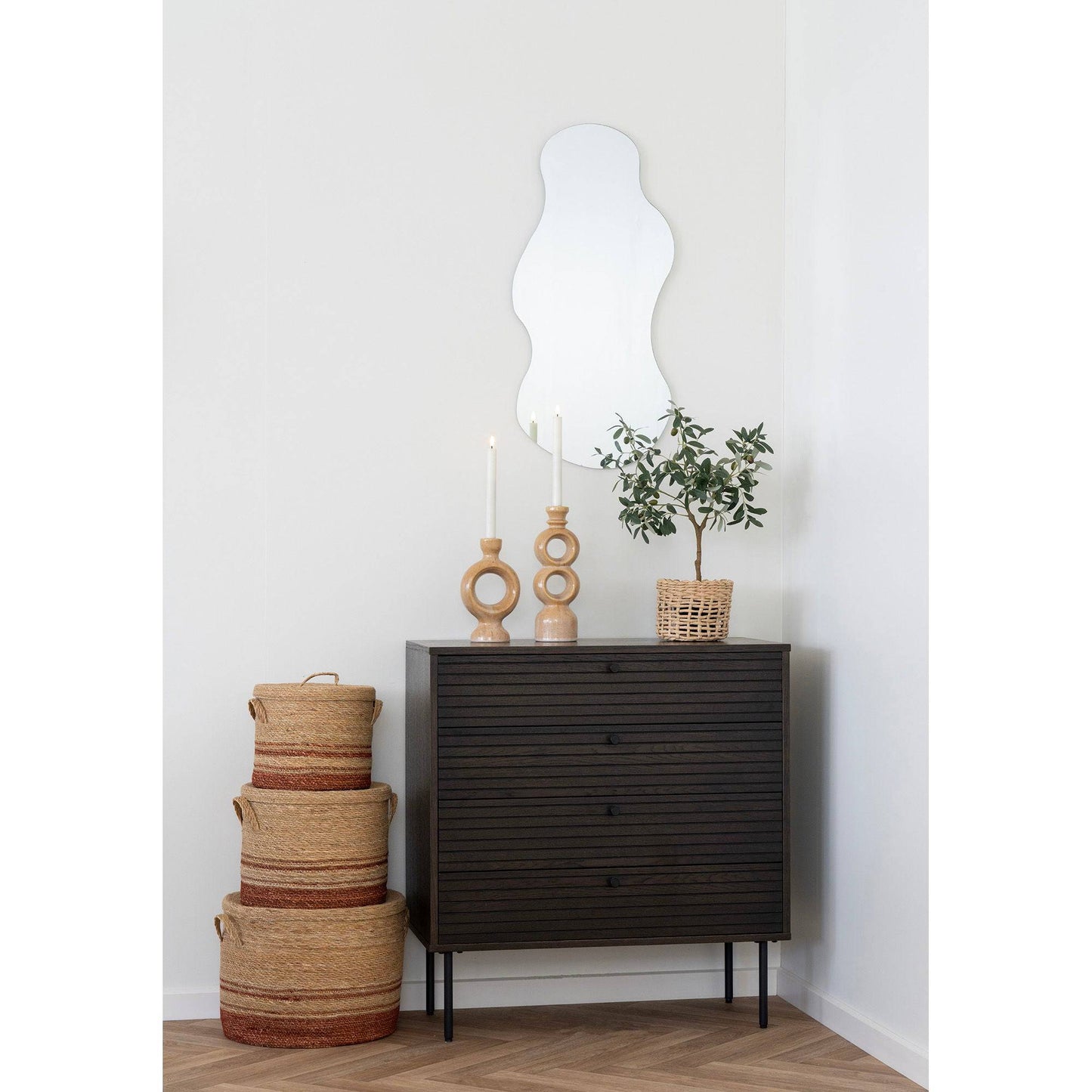 Suport pentru lumanare, ceramica, maro, in living