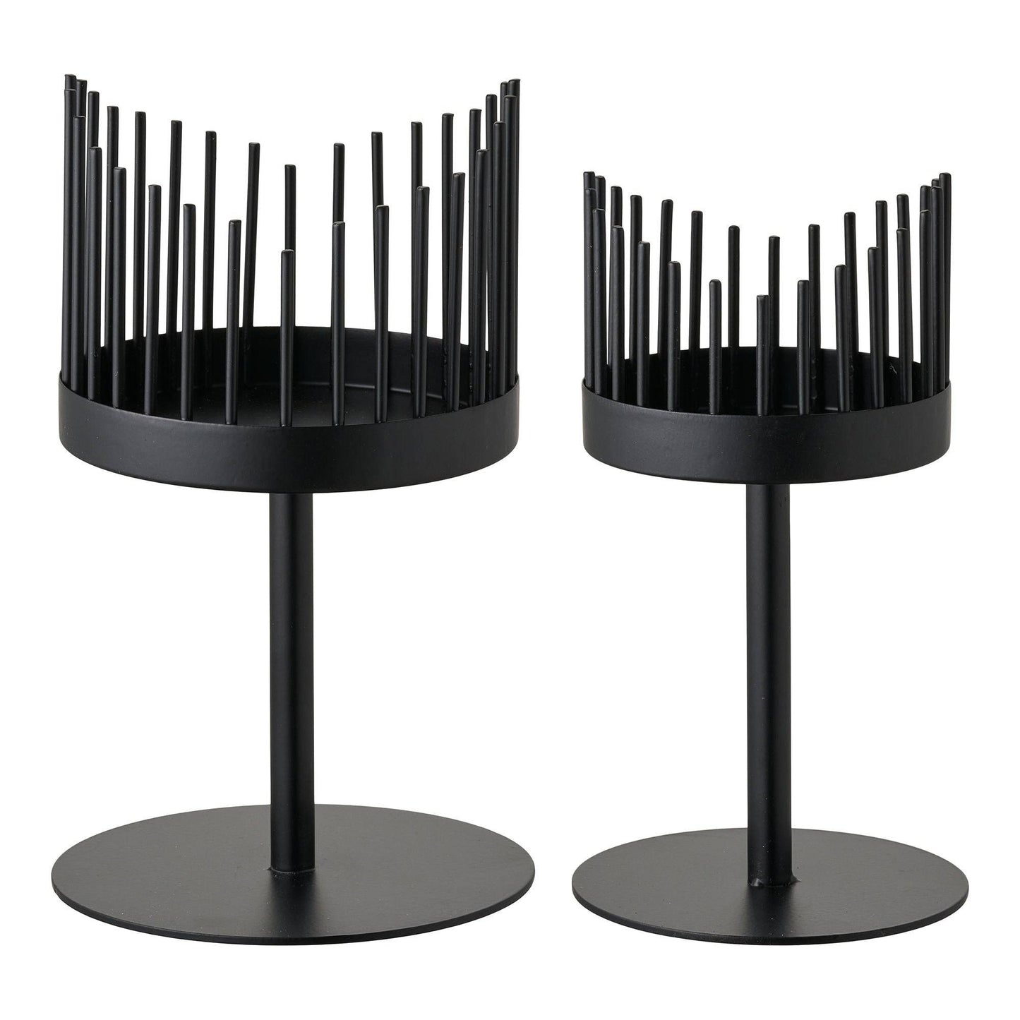 Suport pentru lumanare, din otel negru, set de 2