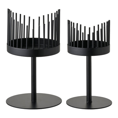 Suport pentru lumanare, din otel negru, set de 2