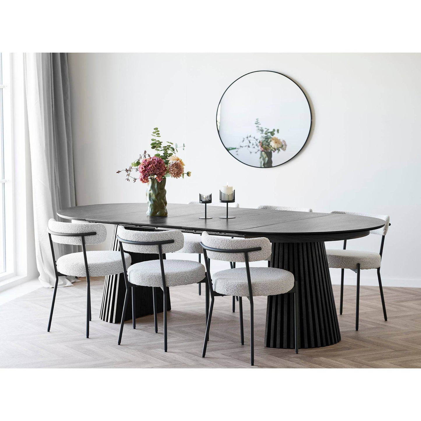 Suport pentru lumanare, din otel negru, set de 2, in living