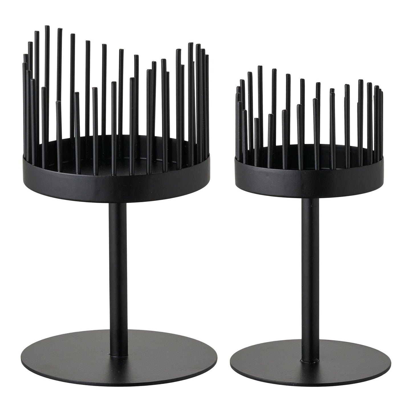 Suport pentru lumanare, din otel negru, set de 2