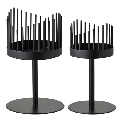Suport pentru lumanare, din otel negru, set de 2