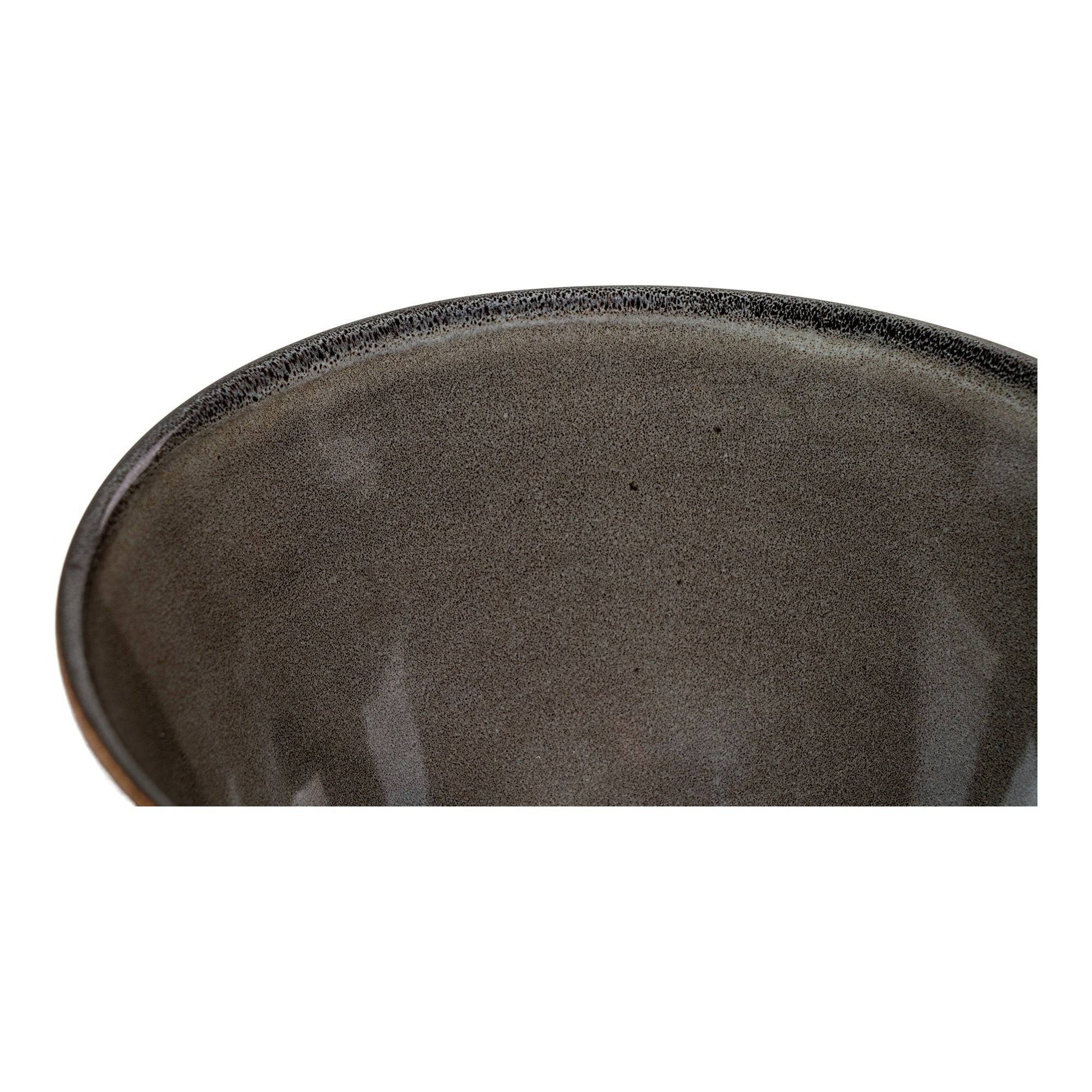 Bol ceramic, gri/maro, detaliu