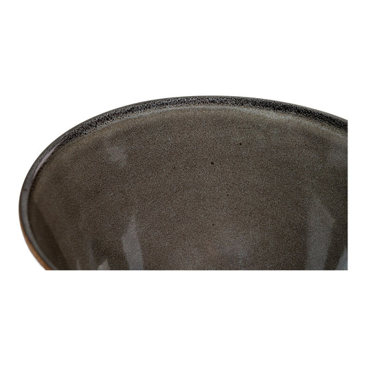 Bol ceramic, gri/maro, detaliu