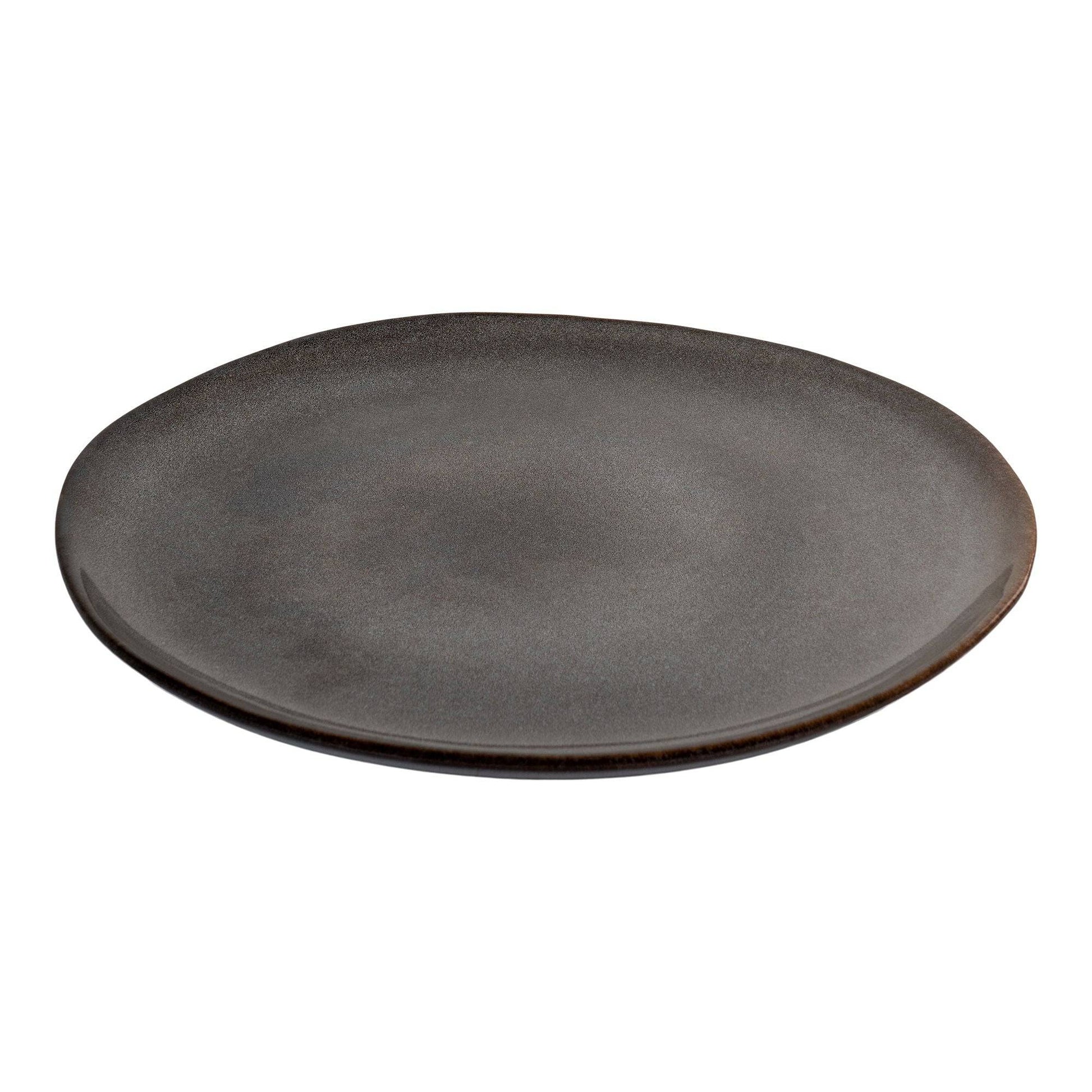 Farfurie de cina, ceramica, gri/maro