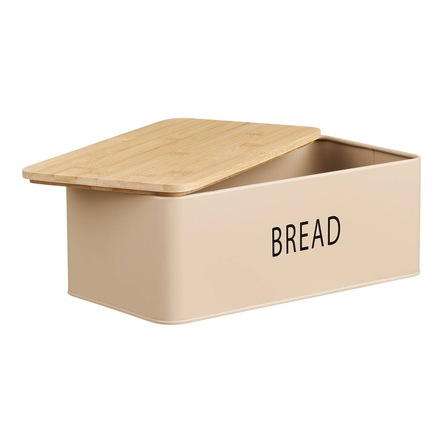 Cutie pentru paine cu 3 recipiente, metal/bambus, bej, set de 4