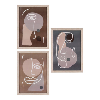 Set de postere cu rame, natur, set de 3