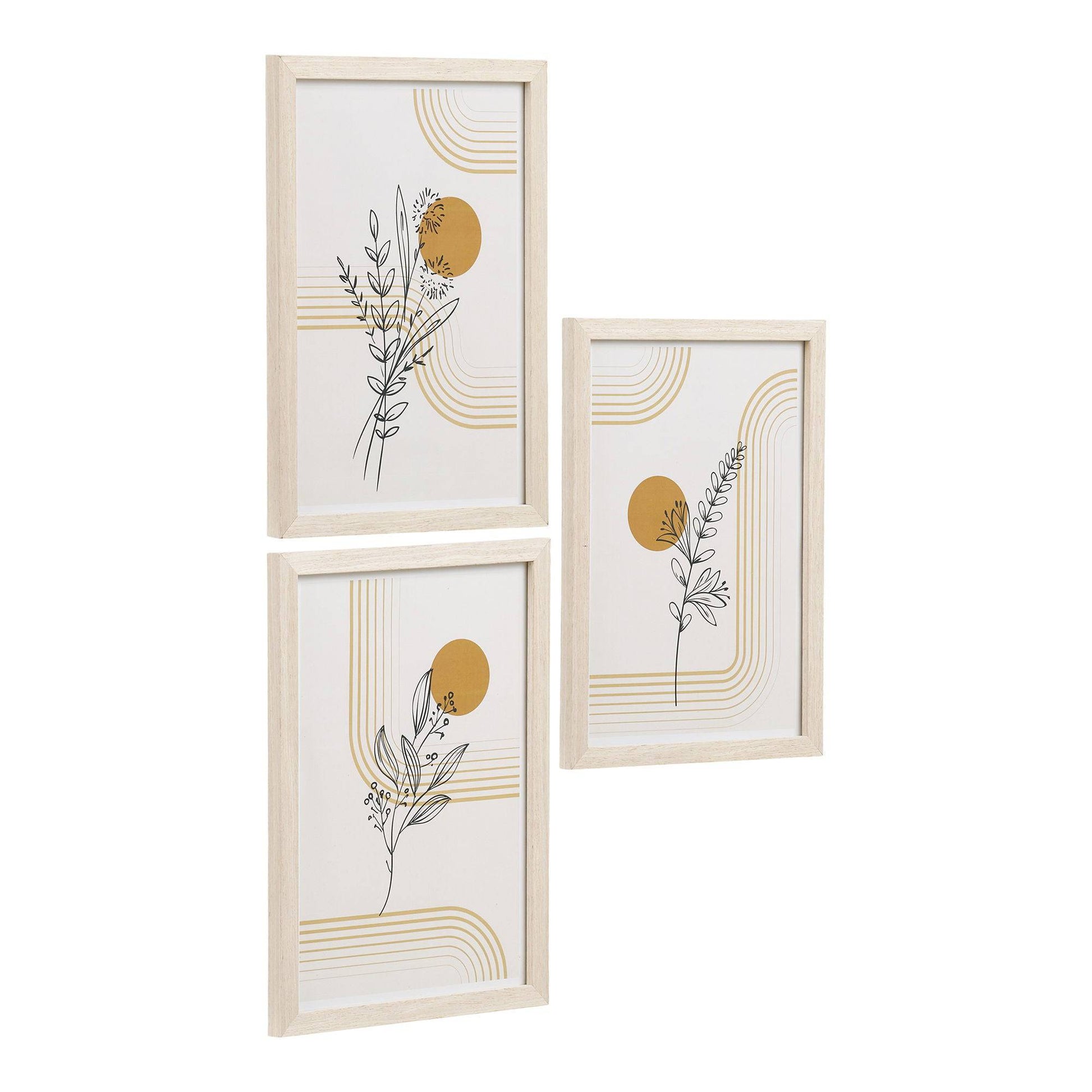  Set de postere cu rame, natur, set de 3