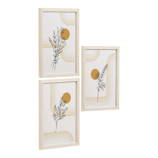  Set de postere cu rame, natur, set de 3