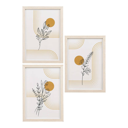  Set de postere cu rame, natur, set de 3