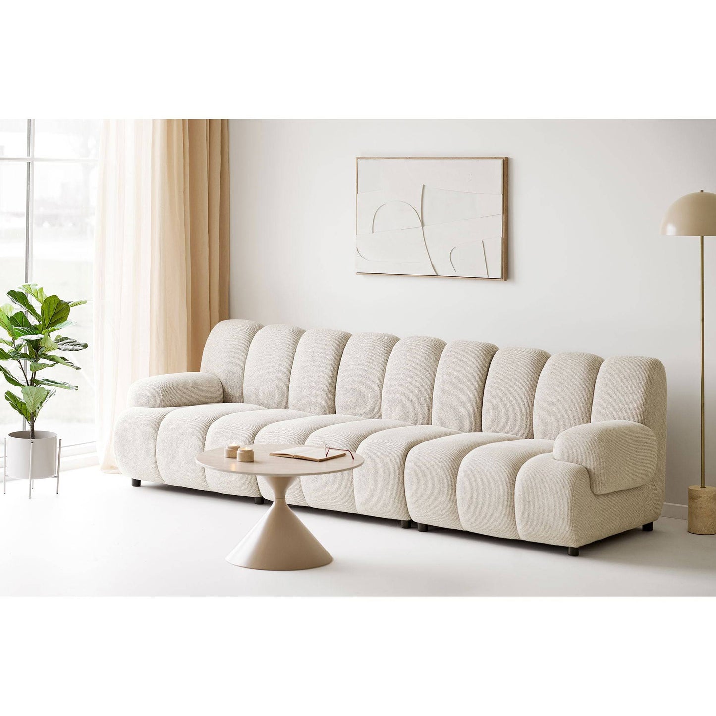 Decoratiune in relief pentru perete, alb, in living