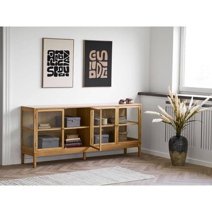 Decoratiune tapitata de perete, bej/negru, in living
