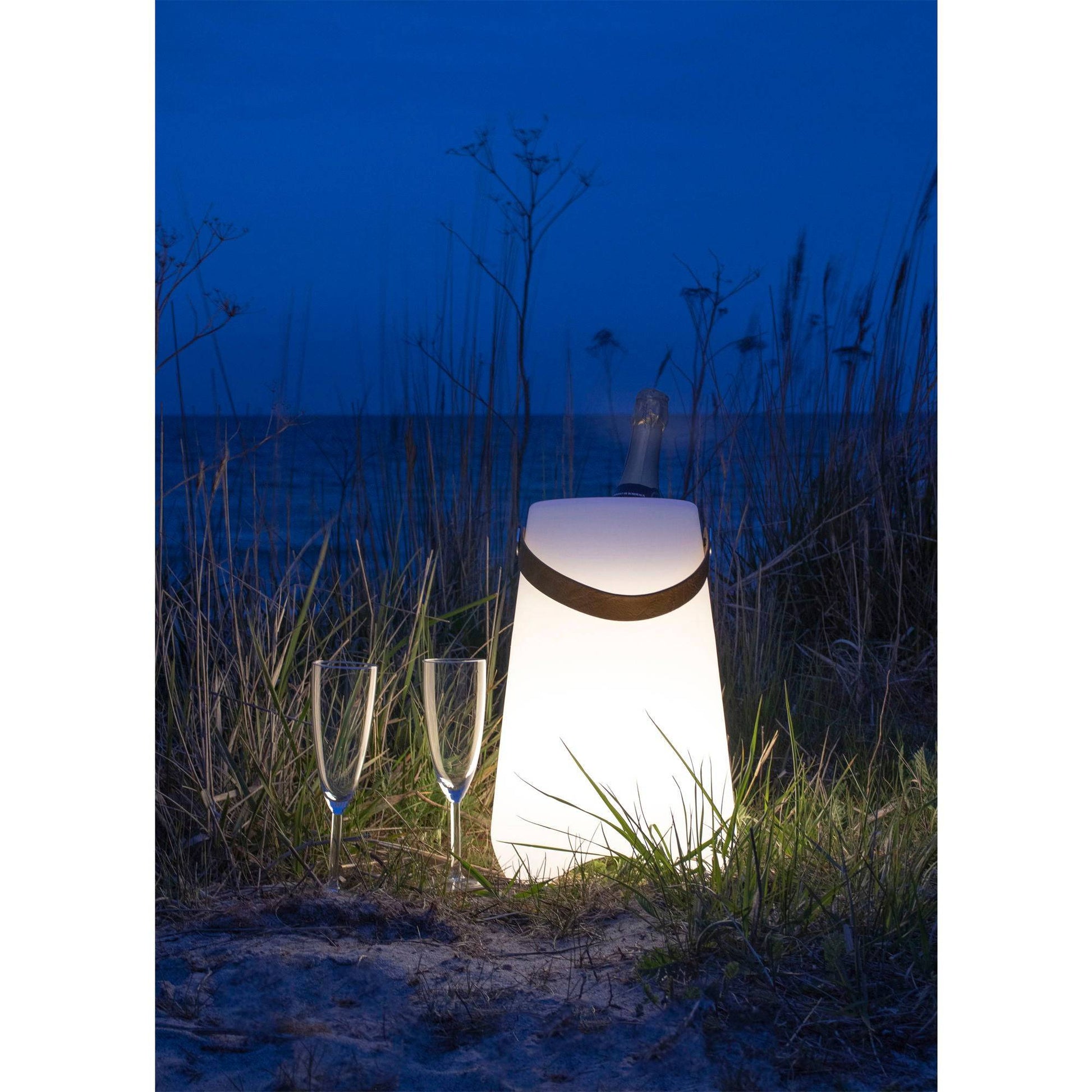 Racitor de vin cu iluminare LED si curea, reincarcabil, alb