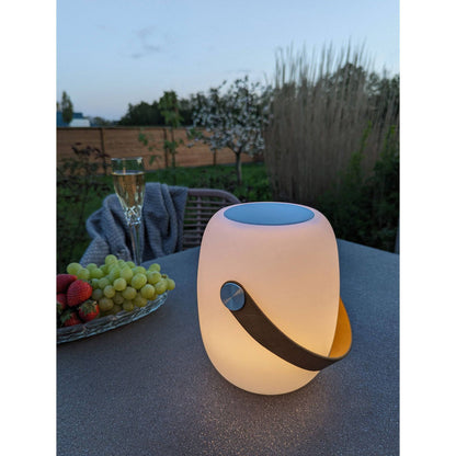 Lampa LED cu boxa bluetooth si curea, reincarcabila, alba