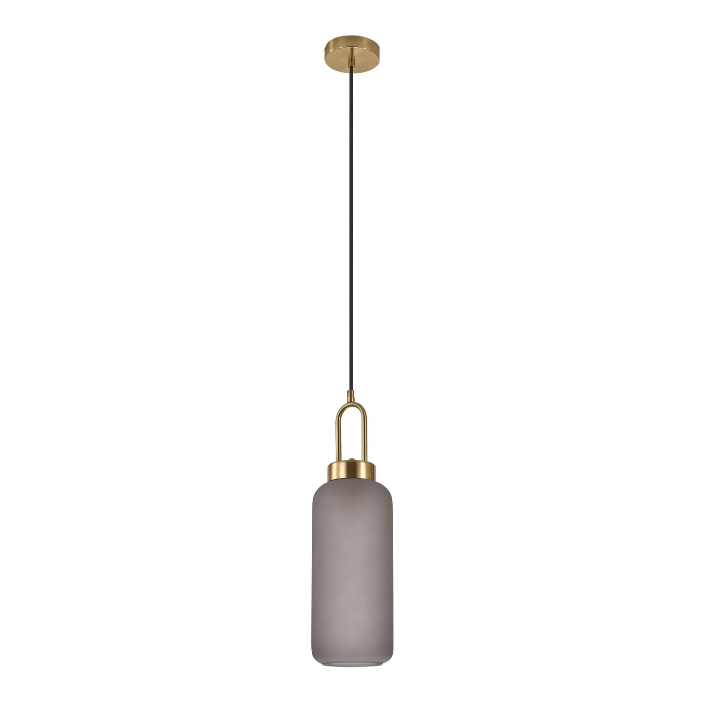 Pendul cu sticla mata fumurie, culoare alama, forma cilindrica 