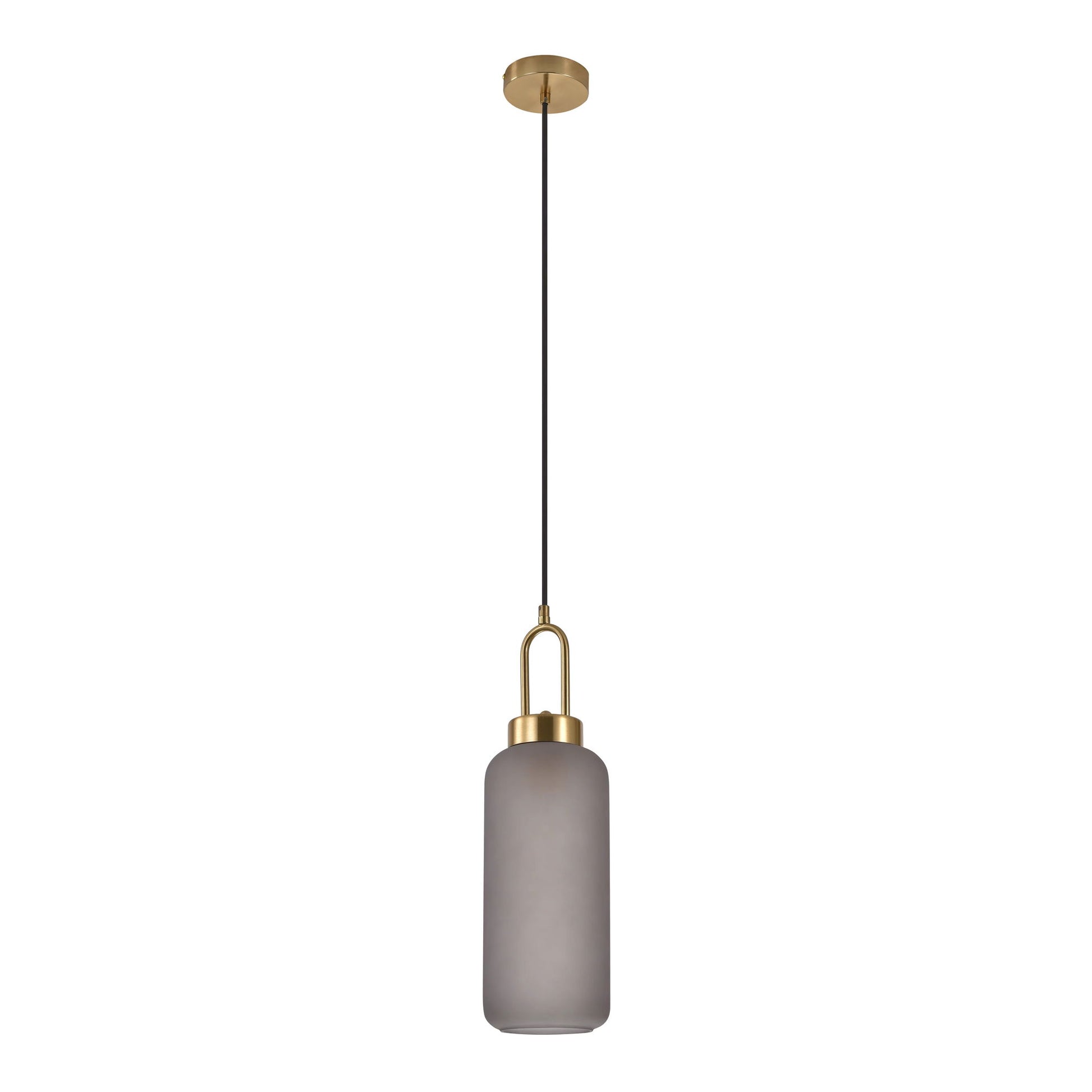 Pendul cu sticla mata fumurie, culoare alama, forma cilindrica 