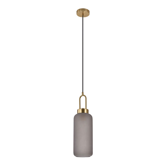 Pendul cu sticla mata fumurie, culoare alama, forma cilindrica 