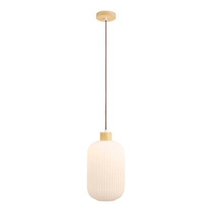 Pendul din sticla/lemn, alb ø20 cm