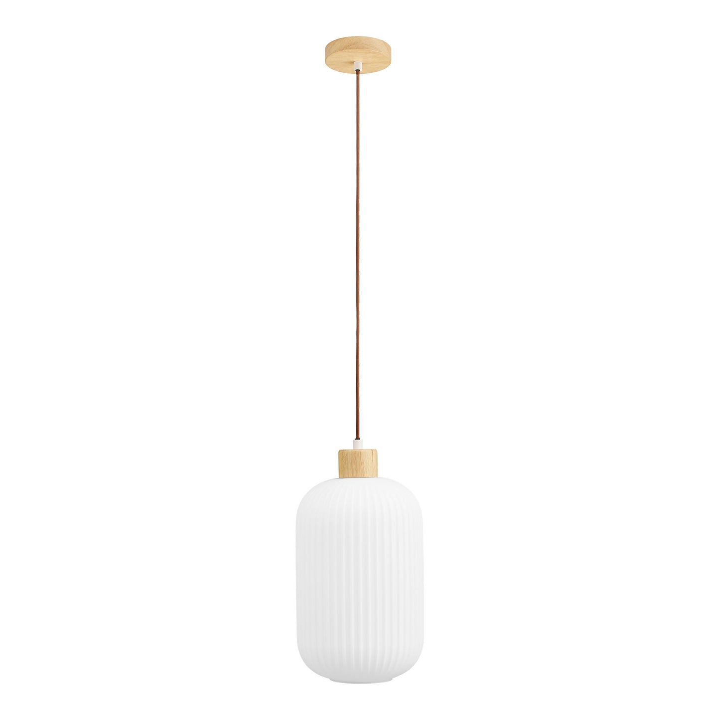 Pendul din sticla/lemn, alb ø20 cm
