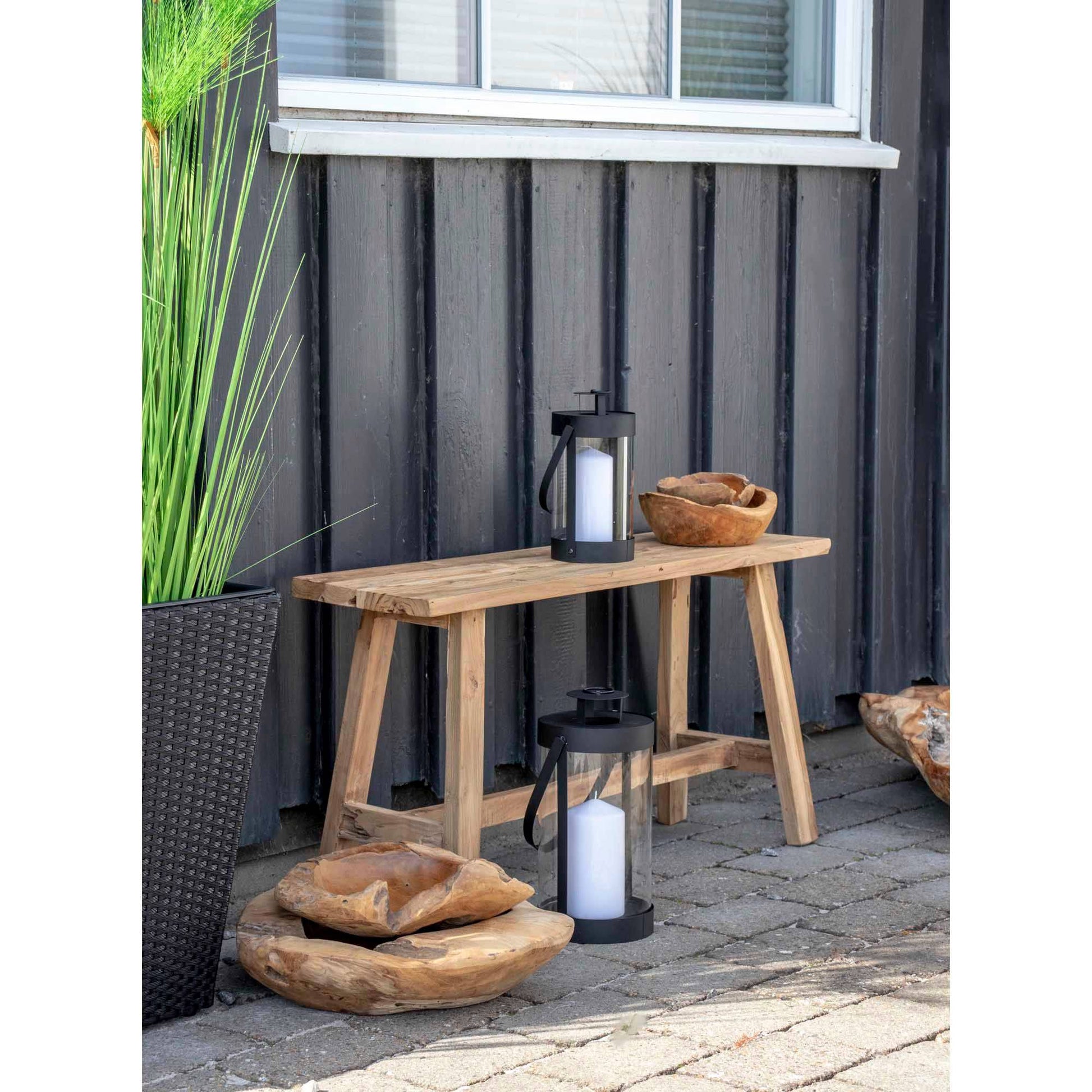 Felinare din otel/sticla pentru lumanari, negru set de 2