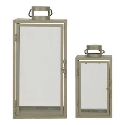 Felinare din metal/sticla pentru lumanari, verde, set de 2