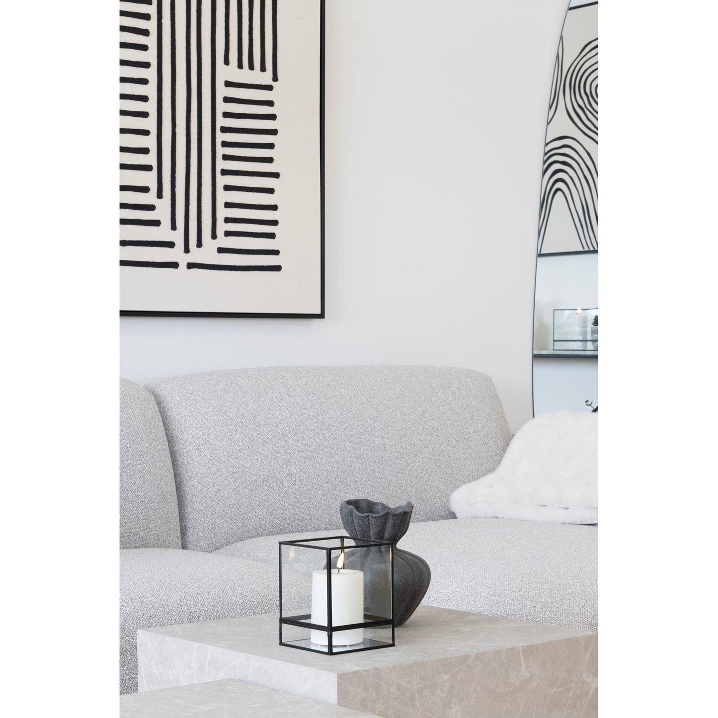 Suport pentru lumanare, metal/sticla, negru 