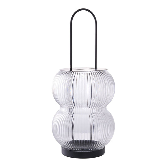 Lucena Felinar din metal/sticla pentru lumanari, negru