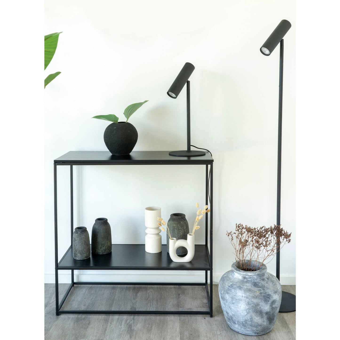 lampadar negru, in living