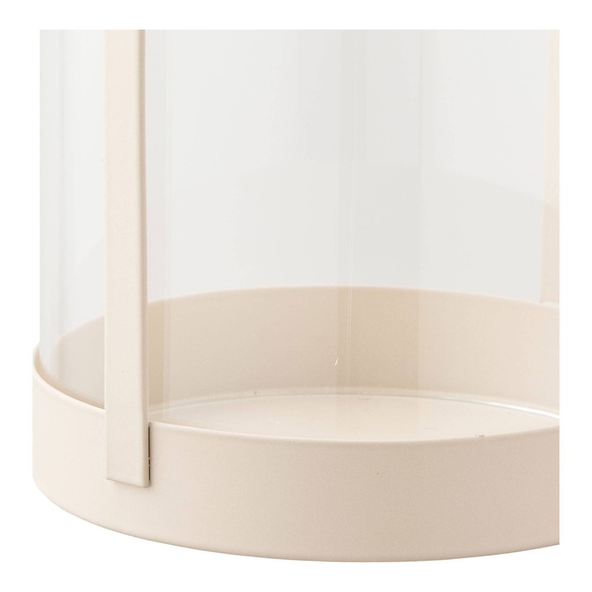 Suport lumanare din sticla/metal, bej, set de 2, detaliu