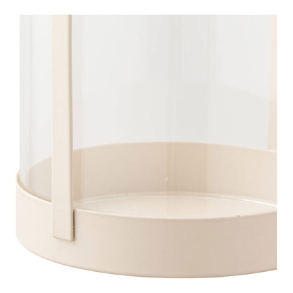 Suport lumanare din sticla/metal, bej, set de 2, detaliu
