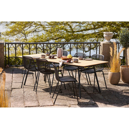 Scaun de dining din polipropilena, stivuibil, negru, pe terasa