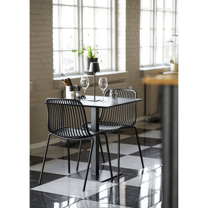 Scaun de dining din polipropilena, stivuibil, negru, pe terasa