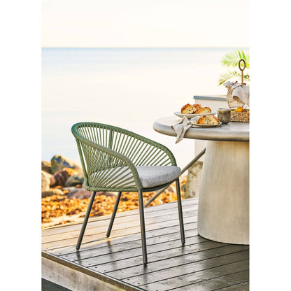 Scaun de dining din aluminiu, verde, gri cu perna inclusa, de interior