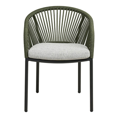  Scaun de dining din aluminiu, verde, gri cu perna inclusa