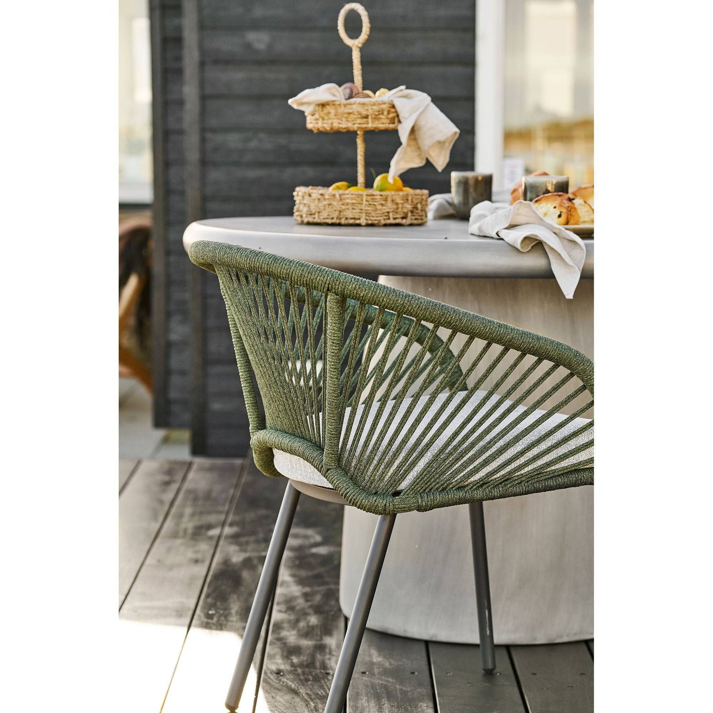  Scaun de dining din aluminiu, verde, gri cu perna inclusa, de interior