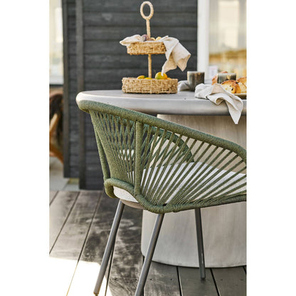  Scaun de dining din aluminiu, verde, gri cu perna inclusa, de interior