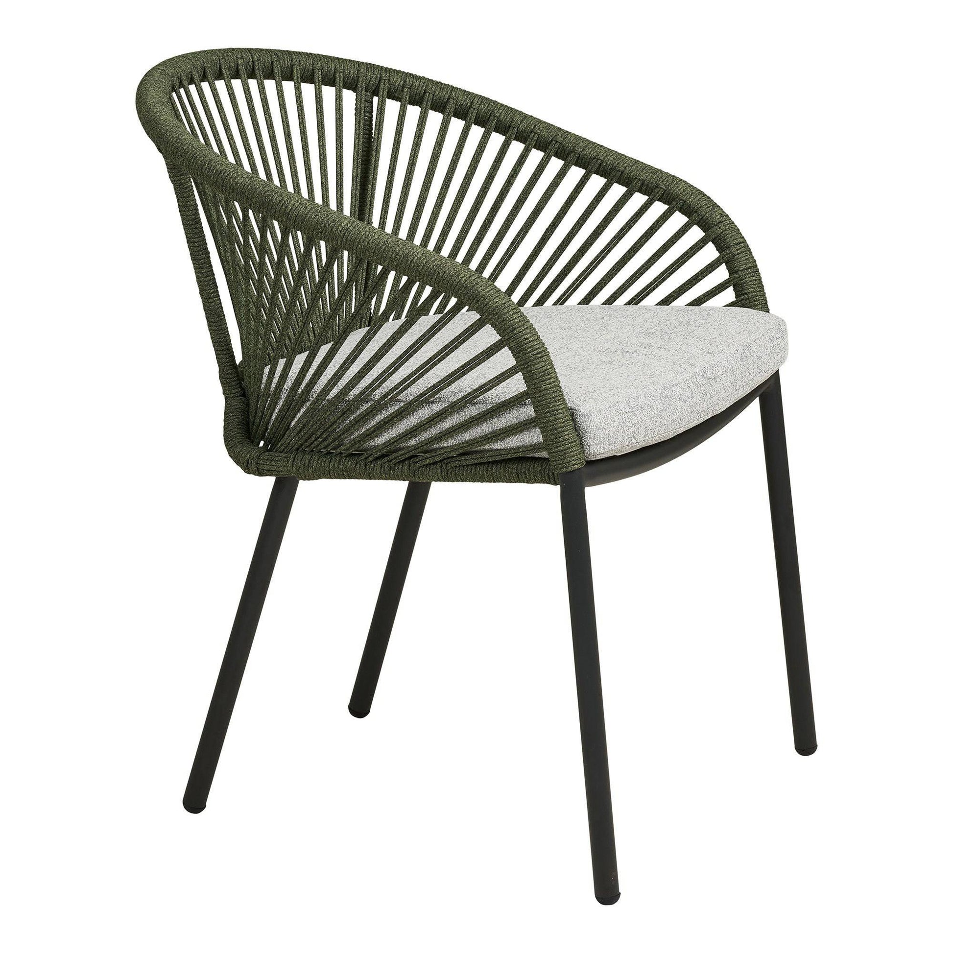  Scaun de dining din aluminiu, verde, gri cu perna inclusa