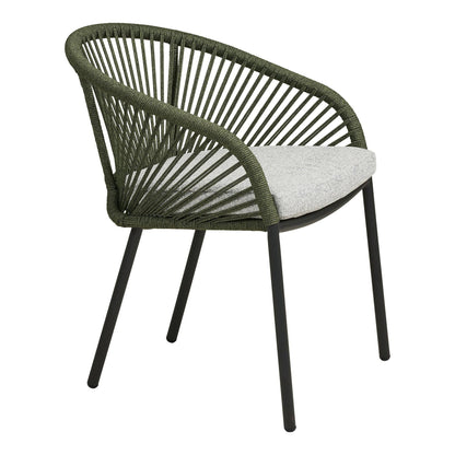  Scaun de dining din aluminiu, verde, gri cu perna inclusa
