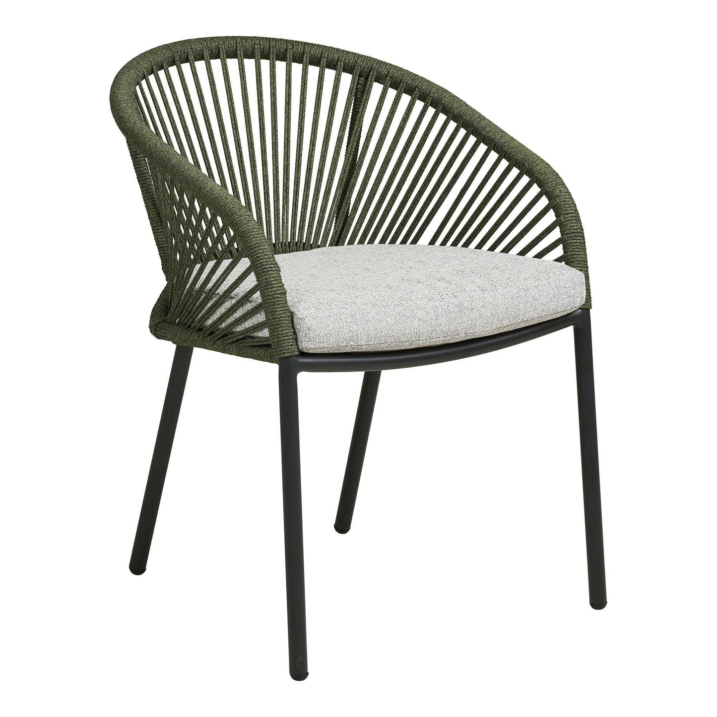  Scaun de dining din aluminiu, verde, gri cu perna inclusa