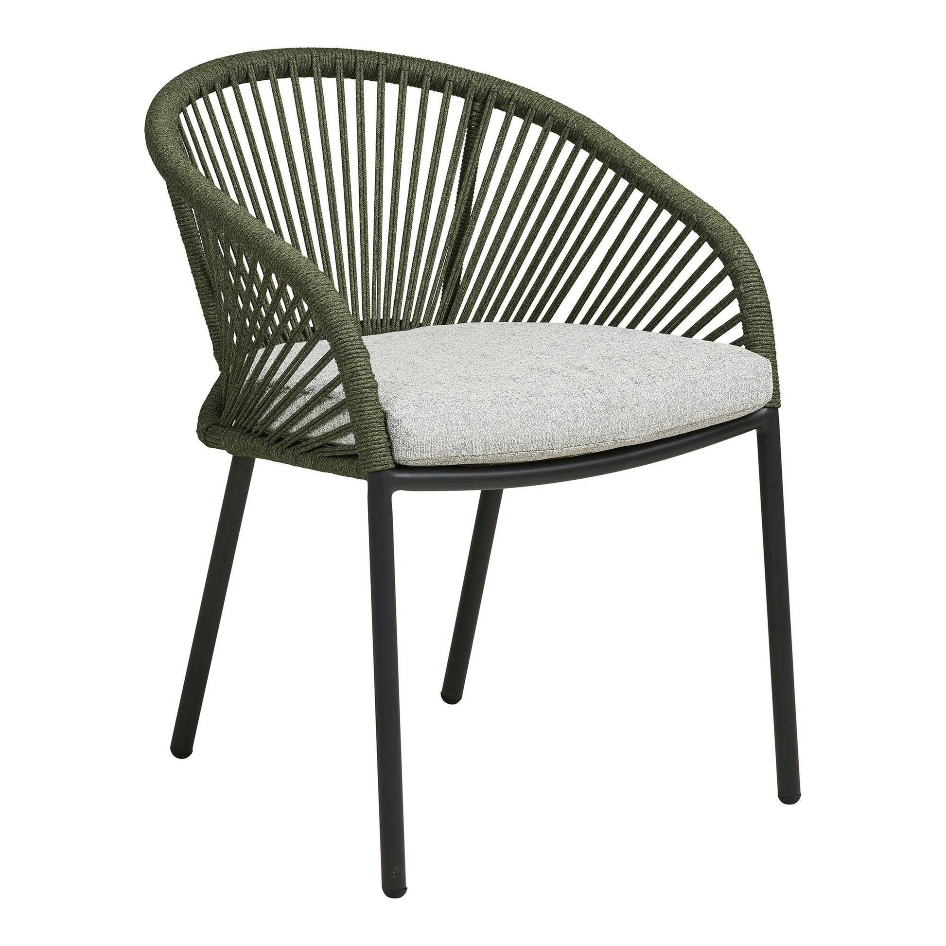  Scaun de dining din aluminiu, verde, gri cu perna inclusa