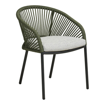  Scaun de dining din aluminiu, verde, gri cu perna inclusa