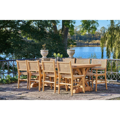 Masa de dining din tec, natur, pe terasa