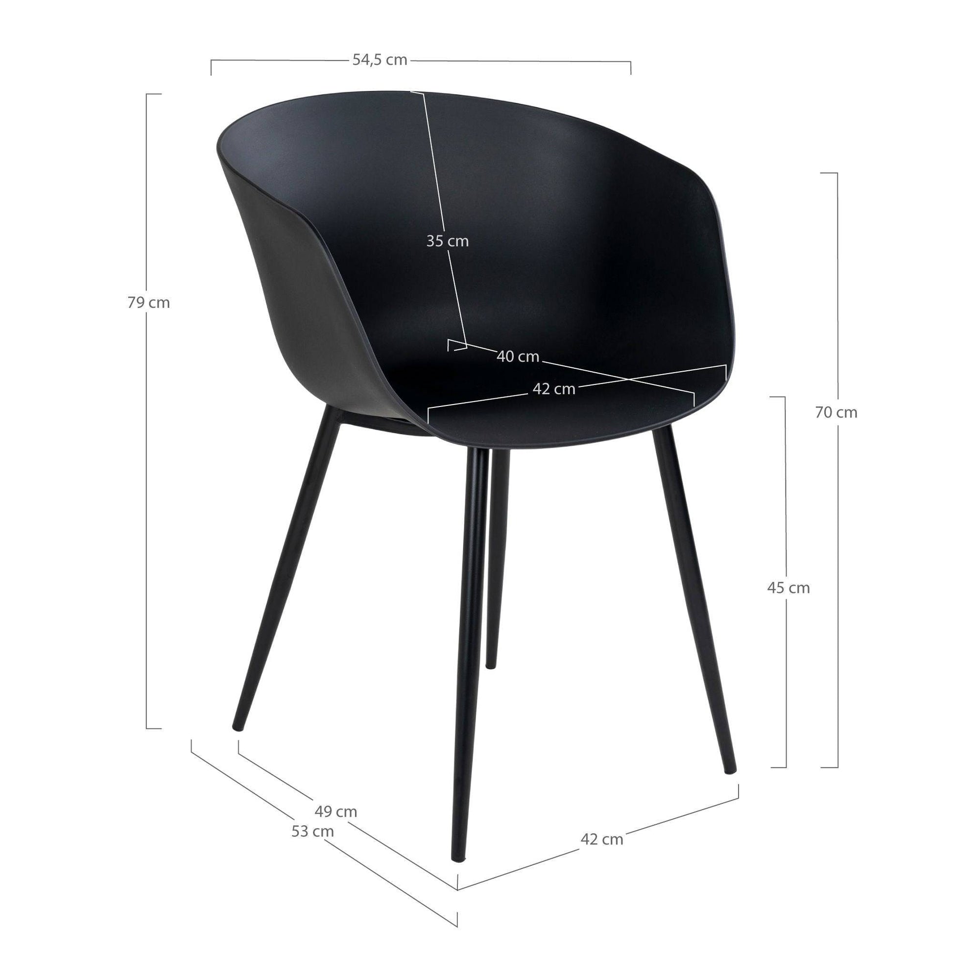 Scaun de dining, negru cu picioare negre