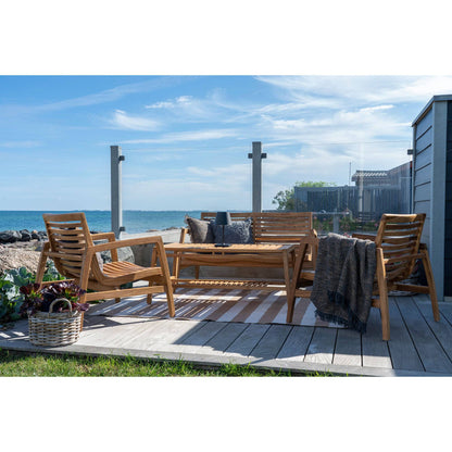 Set lounge din tec, natur cu perne incluse, pe terasa